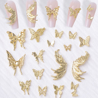 New Internet celebrity manicure butterfly alloy jewelry light luxury symmetrical butterfly wings nail decoration spot wholesale