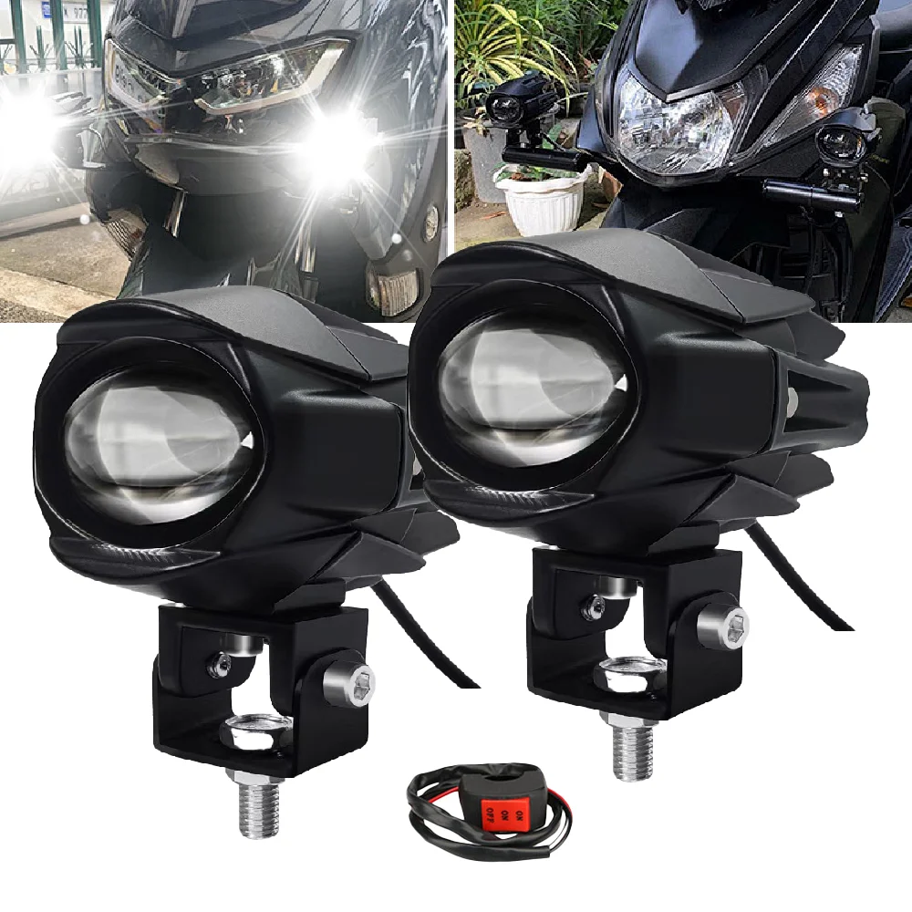 Super Brighter LED Motorcycle Work Light Fog Lamp Harness Set Long Range Driving Light for 6000K for 4x4 ATV Truck Bike SUV UTV