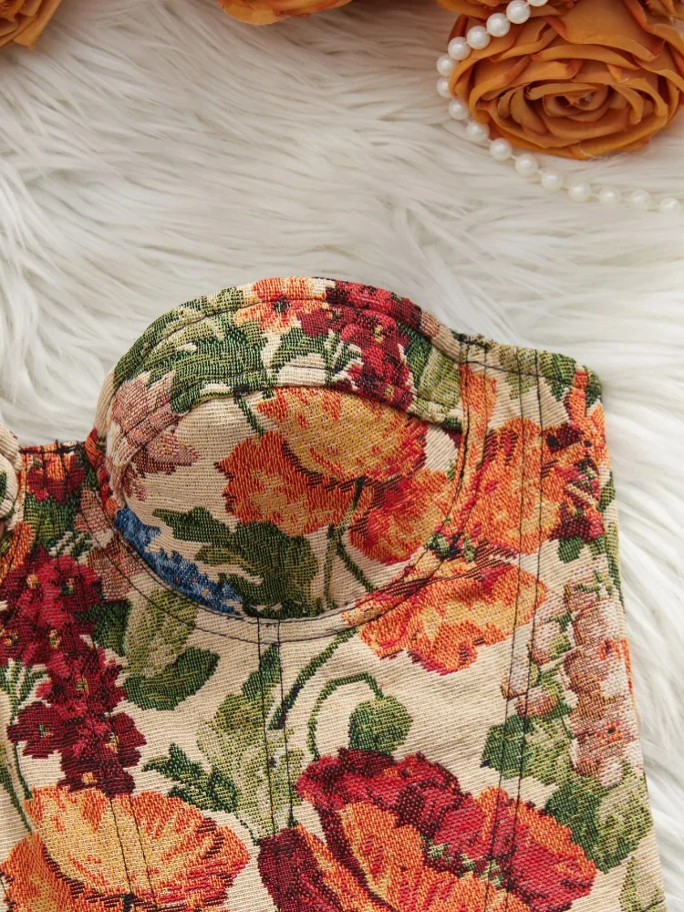 Multi-Color Underwired Corset For Women Sexy Off-Shoulder Tummy Control Shapewear Slimming Boned Floral Abdominal Shaping image 4
