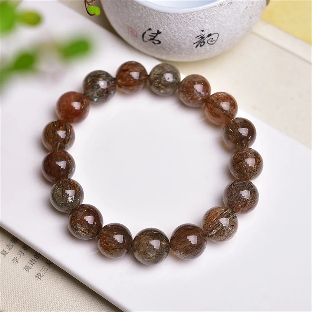 12MM Natural Black And Gold Super Seven Quartz Bracelet Women Trendy Reiki Healing Elastic Yoga Energy Wristband Jewelry Gift