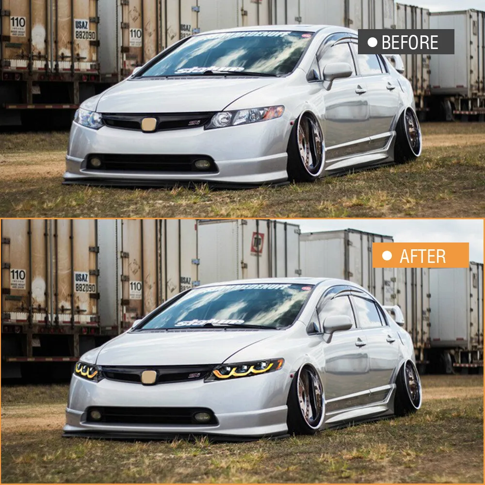 1Pair LED Projector Headlights Fit Honda Civic Sedan 2006-2011 Front Head Lamps DRL Headlamp Accessories