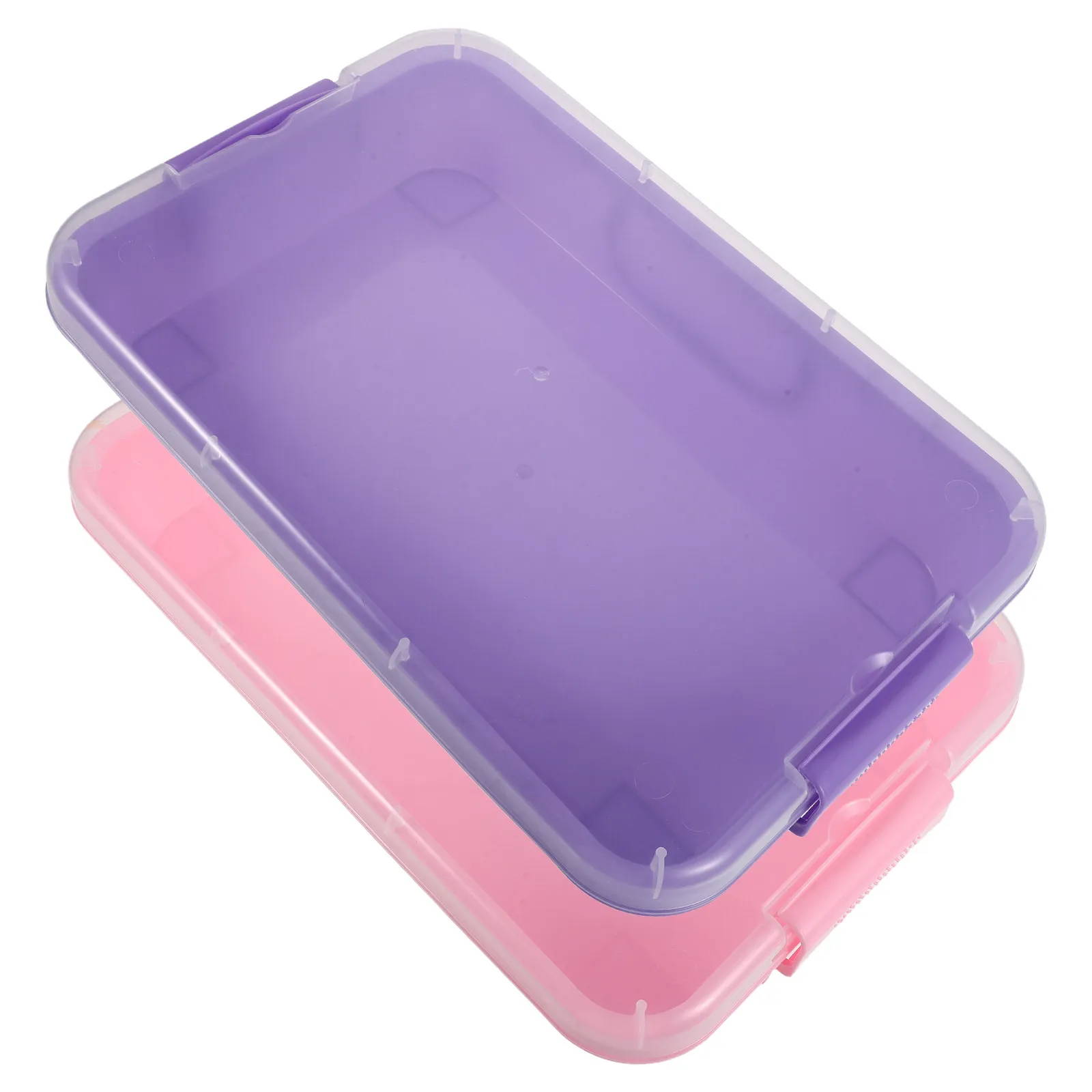 2Pcs Stackable Plastic Sand Tray with Lid Portable Sensory Bin for Toddler Beads Arts Crafts Storage 34.5x22x7.5cm Kids Outdoor