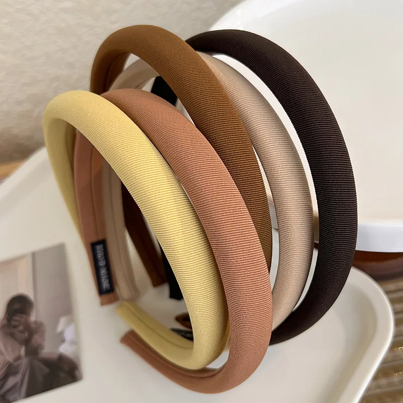 2023 New Retro Elegant Twill Thin Headband Solid Color Hair Hoop for Woman Girls Face Wash Hair Band Fashion Hair Accessories