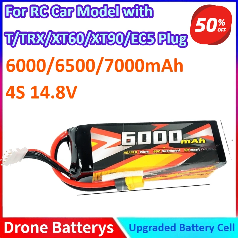 

4S 40/60C 14.8V 6000/6500/7000mAh New General-purpose Li-ion Battery for RC Car Model 7303 Battery with T/TRX/XT60/XT90/EC5 Plug