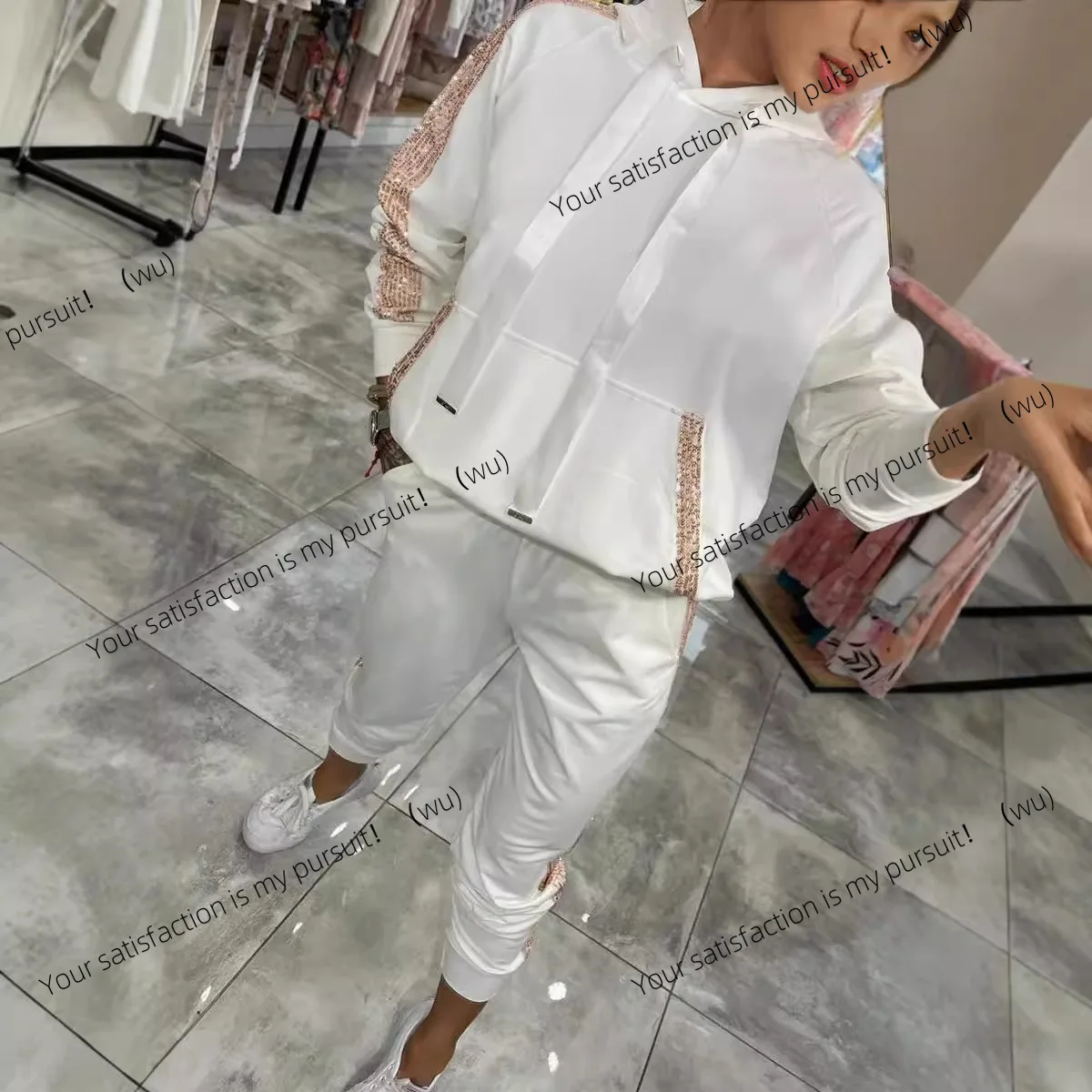 ZOCI-Women's Suit, Long Sleeve Hooded Top and Sweatpants, Pants, New Women's Casual Suit, 2 Pieces Women's with Sequins