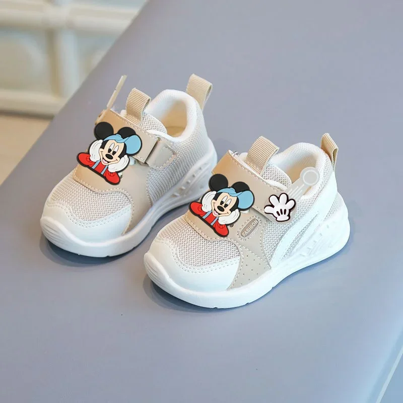 

Весенне-осенняя детская обувь на мягкой подошве для малышей, повседневная обувь для мальчиков и девочек, нескользящие кроссовки, летние зимние противоударные кроссовки с Микки Маусом Диснея