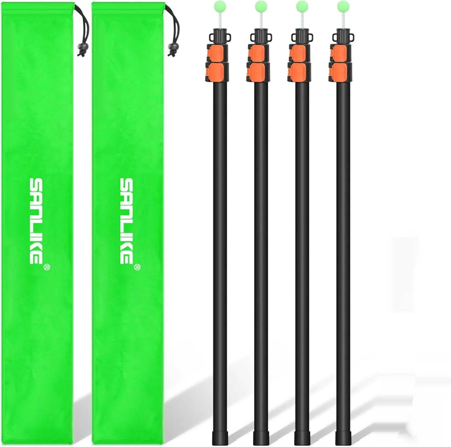 SANLIKE Tarp Poles Heavy Duty Telescoping 97" Adjustable Aviation Aluminum Canopy Rods Lengthen Thicken with Protection Cap Port