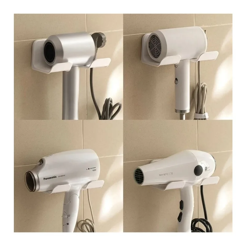 Wall mounted hair dryer bracket, non perforated hair dryer bracket, hair dryer storage rack, white, black image 4