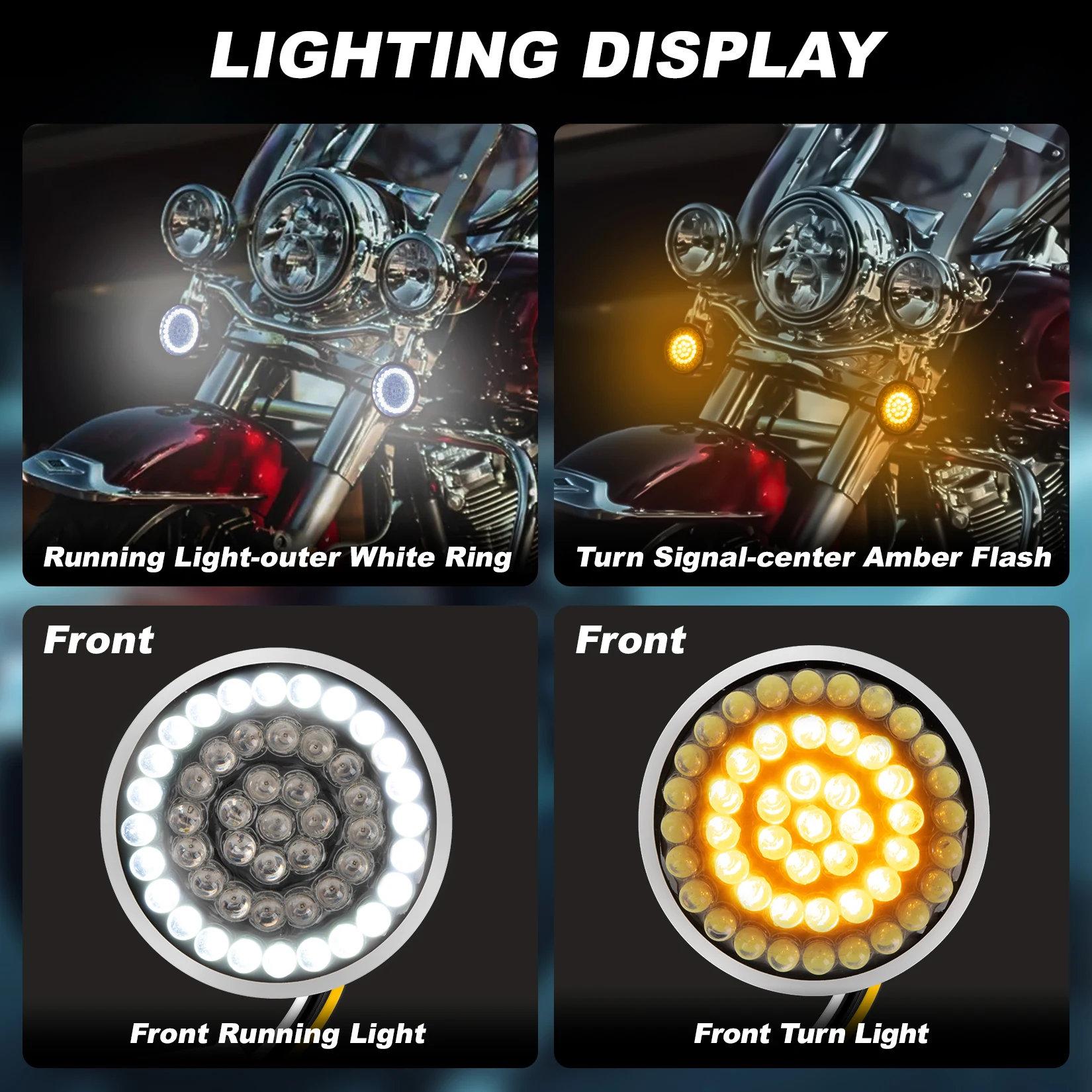 Motorcycle Bullet 48 Leds Front Turn Signal Lights 1157 for Softail Dyna Touring Sportster Street Glide Road Glide 1997-2024