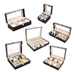 1 Solid Wood Watch Storage Box, Lock Jewelry Box, 6-grid Transparent Top Display Box, Men's and Women's Watch Storage