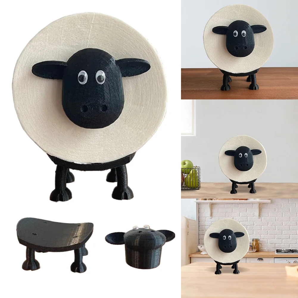 Sheep Toilet Paper Holder Resin Black Sheep Toilet Roll Holder Stackable for Home Bathroom Vanity Night Stands