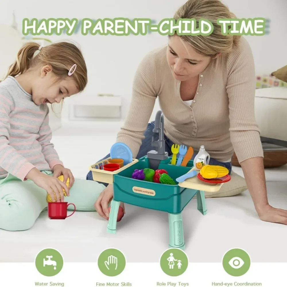

Electric Kitchen Sink Toys Kids Simulation Dishwasher Table Mini Kitchen Food Pretend Play House Toy Set Children Girls Gift