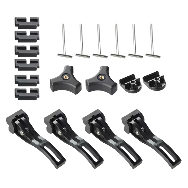 

Универсальные автомобильные аксессуары: Запасные крепежные элементы для жесткого трехсекционного чехла кузова пикапа, задние и передние зажимы, черные Т-образные болты