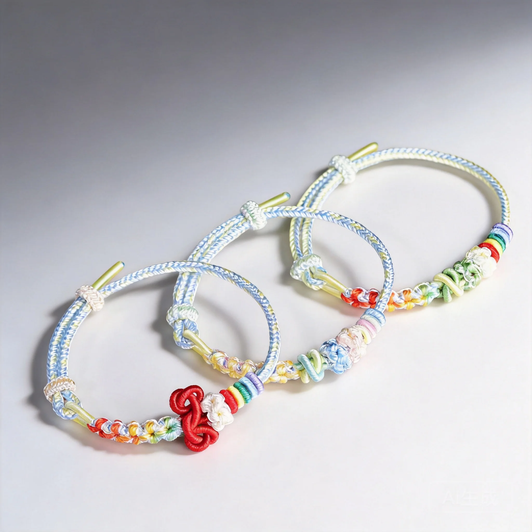 

Chinese Style Handmade Braided Wenchang Knot Bracelet Lucky Peace Blessing Fortune Good Luck Adjustable Colorful Rainbow Rope
