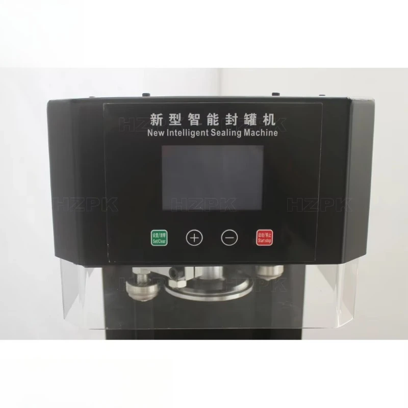 Máquina de selagem inteligente semiautomática de mesa não rotativa para latas de refrigerante e lata de plástico, PET, alumínio