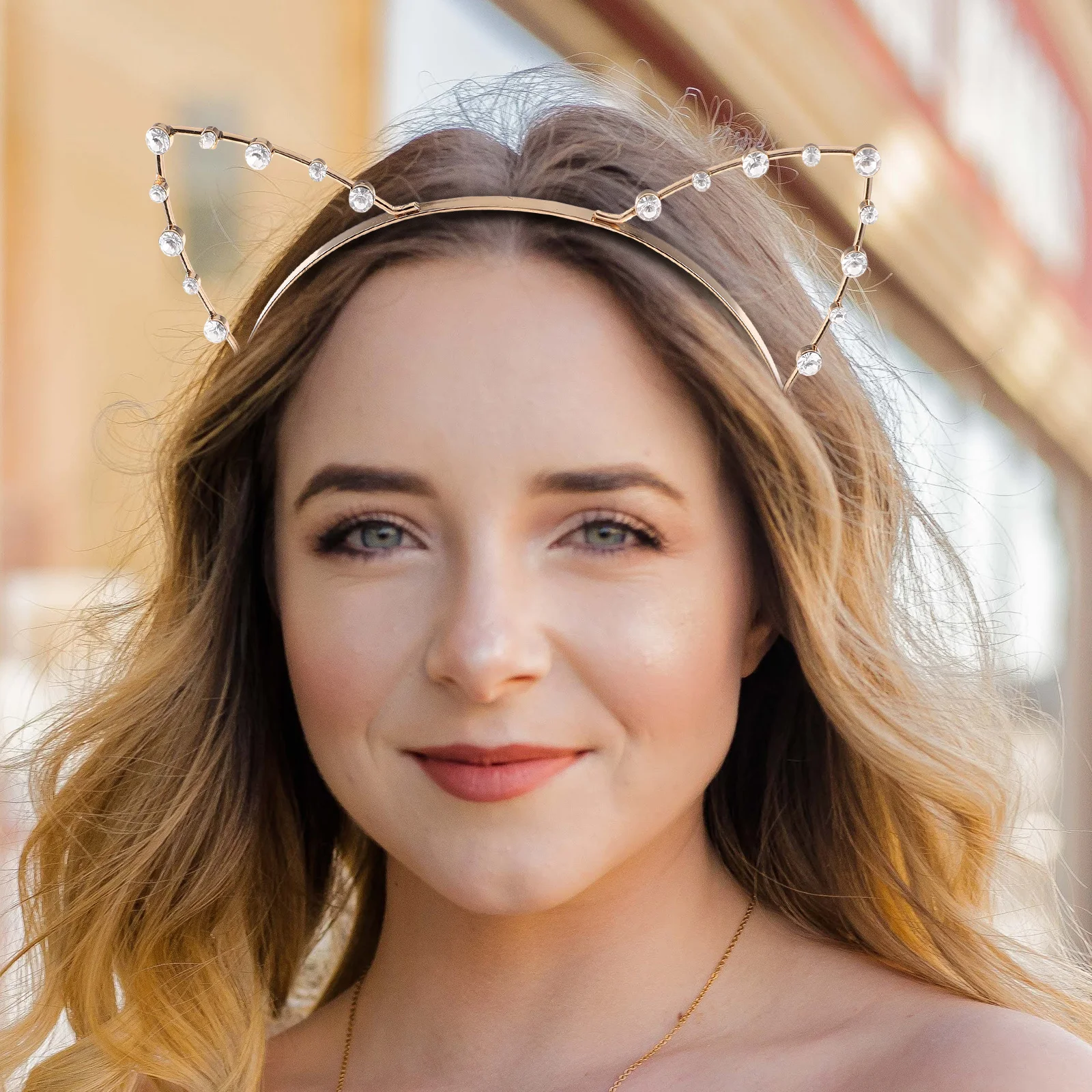 

Cat Ears Headband Rhinestone Metal 17x17CM One Size Women Girls Masquerade Ball Costume Party Prom Accessories Wired