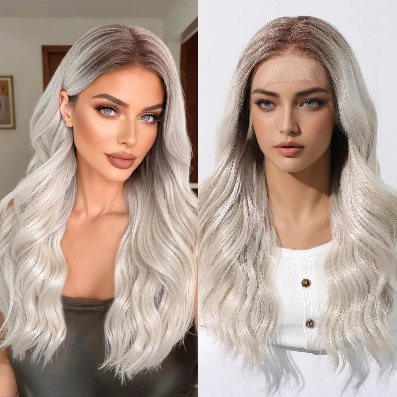 Granny gray wig 13*6 large area fully hand-woven long curly hair, can be styled in any way and restyled, full head cover