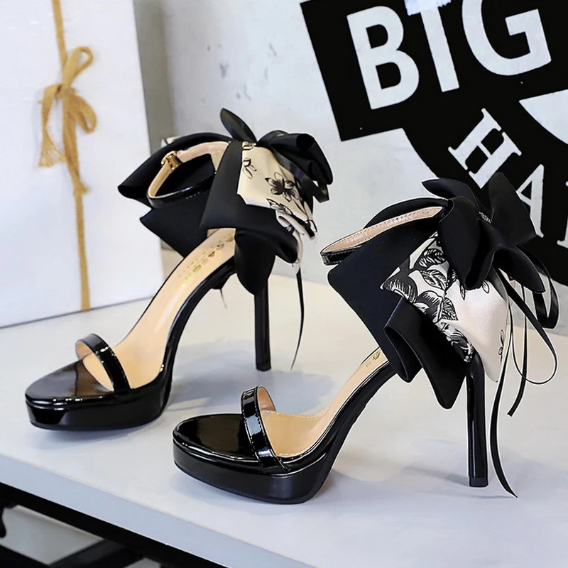 BIGTREE New Design Totem Butterfly-kont Buckle Strap Women Sandals Fashion Thin High Heels Open Toe Striptease Shoes image 2