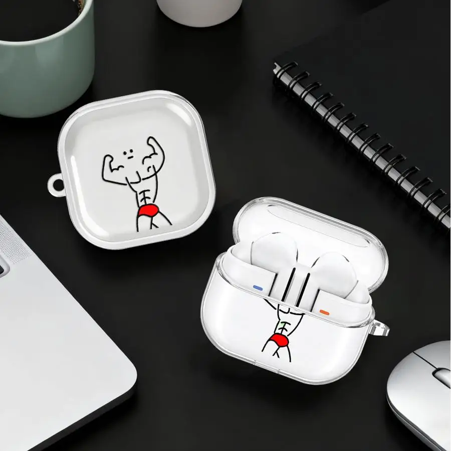 Muscular People Clear Earphone Cases Cover Case For Samsung Galaxy Buds 2 3Pro 4Pro 4 Pro 3 FE Live