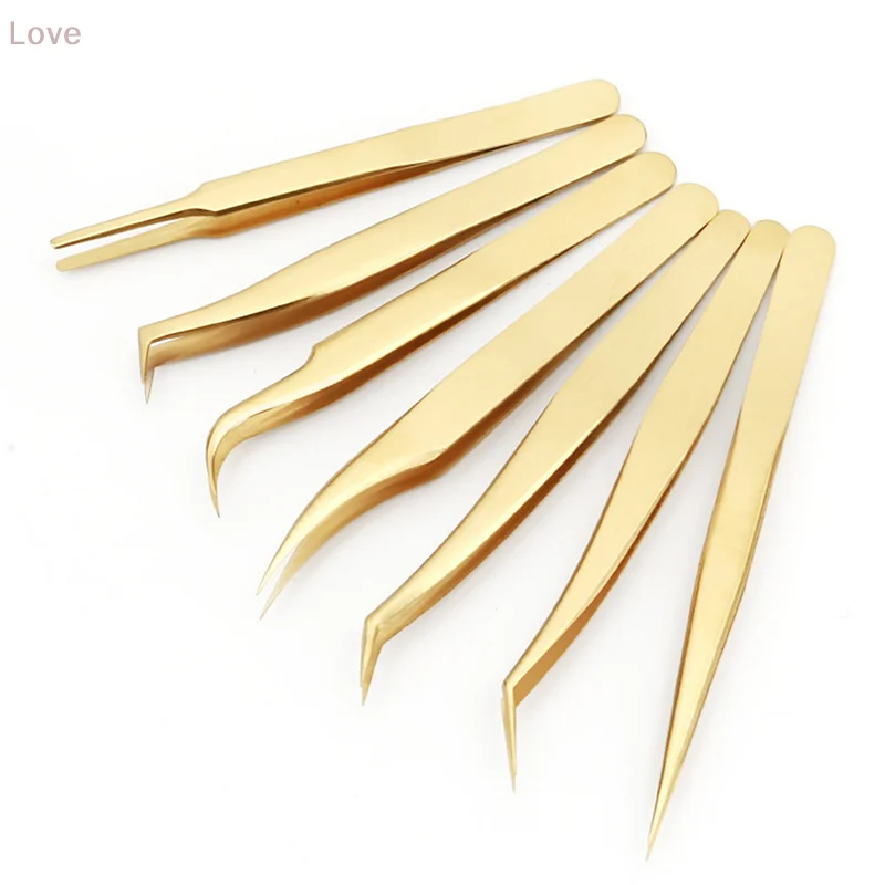 [L&P] 1Pcs Eyelashes Tweezers Stainless Steel Straight Curved High Precision Anti Static For Eyelash Extensions