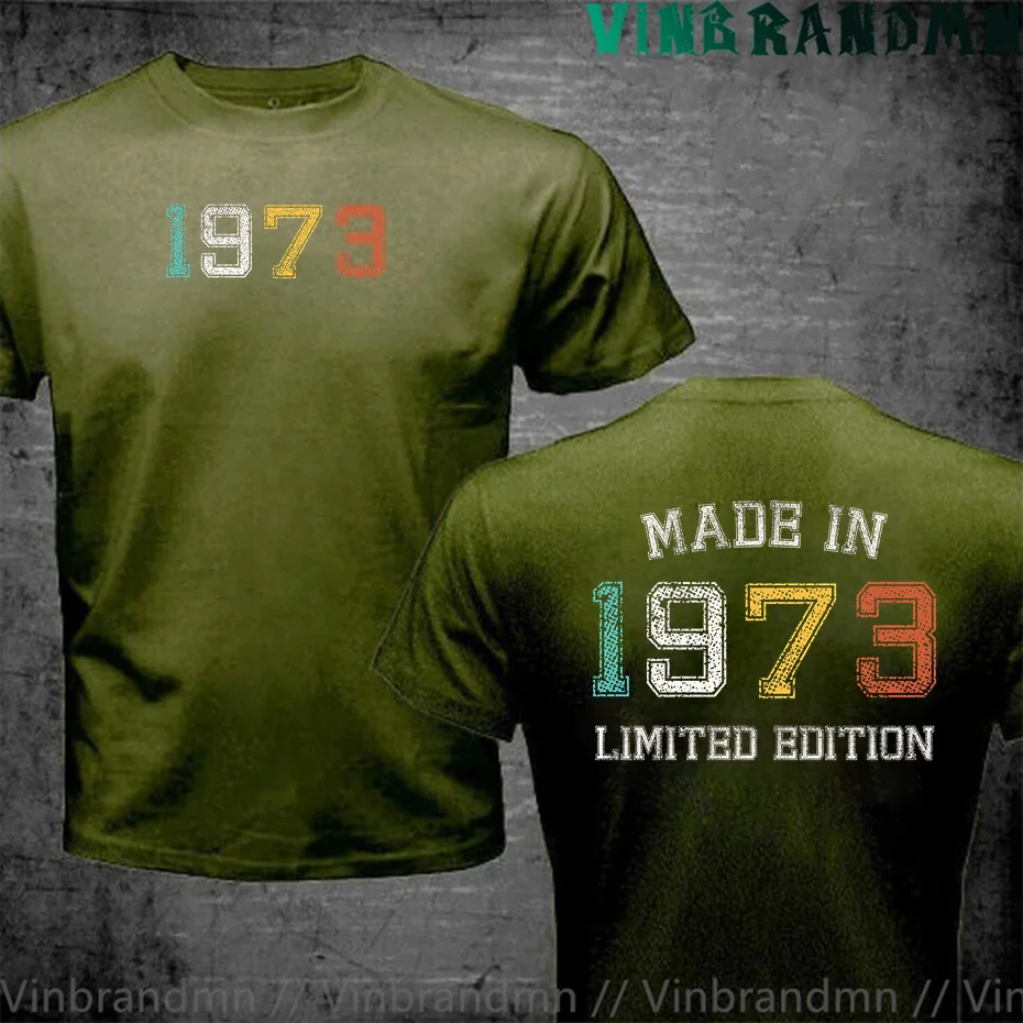 

Original Born In 1973 T-Shirts 51 Years Old Vintage Retro 1973 T Shirts Men Made In 1973 Tee Shirt Birthday New Gifts Clothing