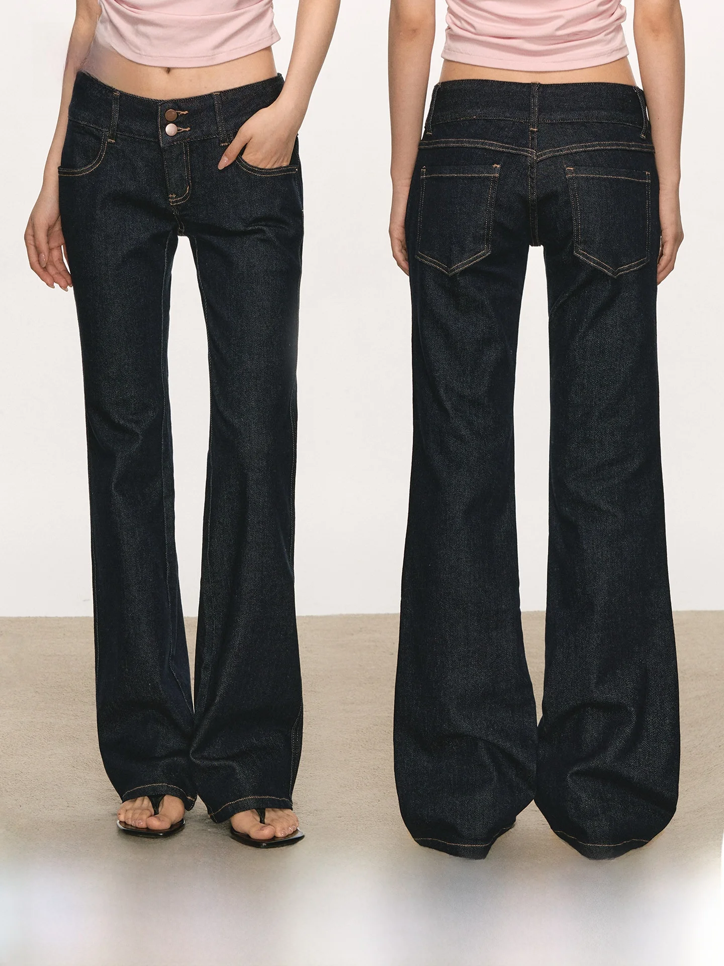 

Женские джинсы с высокой талией, расклешенные, свободного кроя, повседневные длинные брюки, новинка весны, универсальные, с низкой посадкой, на пуговицах, джинсовые штаны