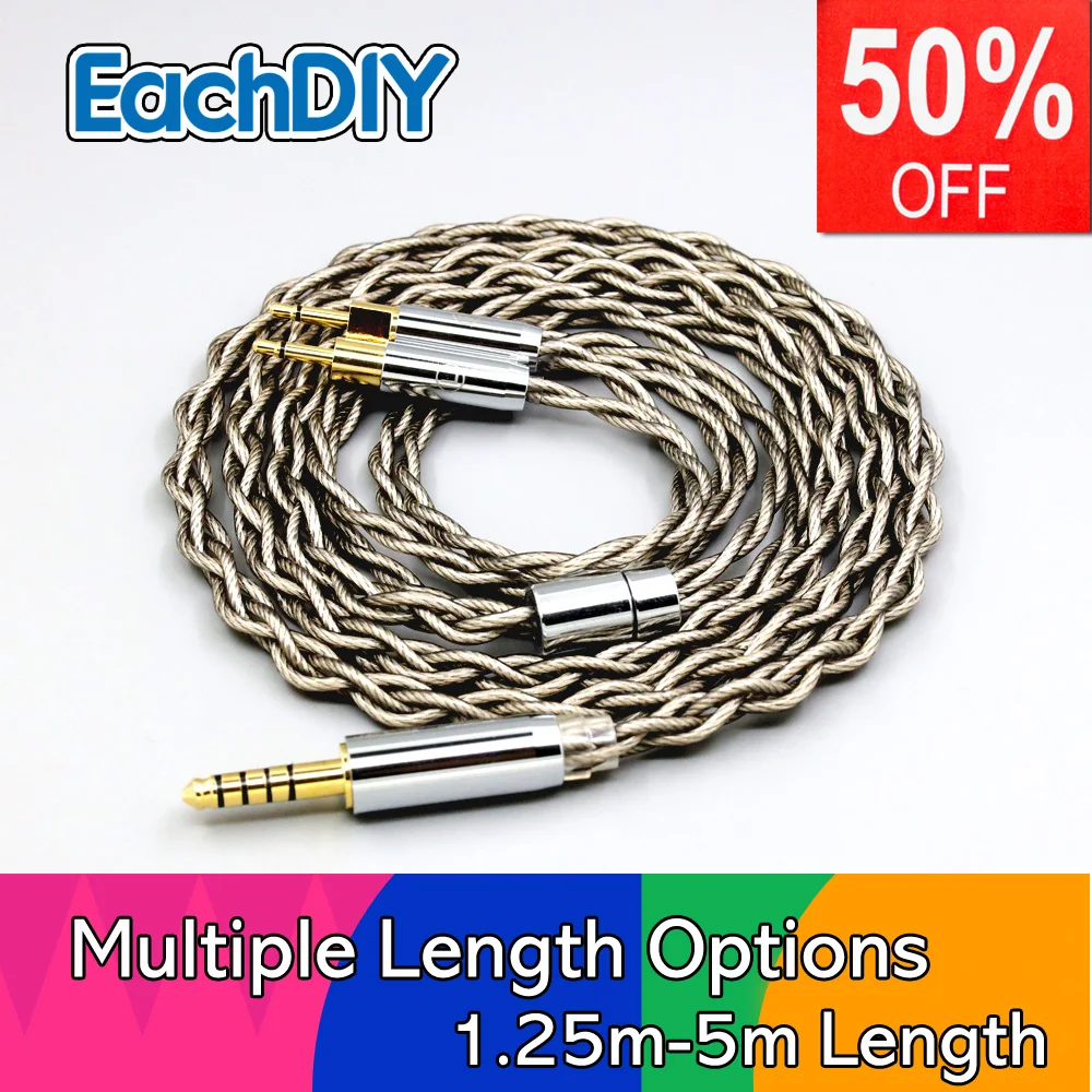 

99% Pure Silver + Graphene Silver Plated Shield Earphone Cable For Sennheiser HD700 Headphone 2.5mm pin 4 core 1.8mm LN007934