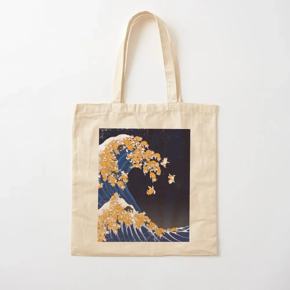 

Shiba Inu The Great Wave in Night Tote Bag eco pack Candy bags shopping cart bags Tote Bag