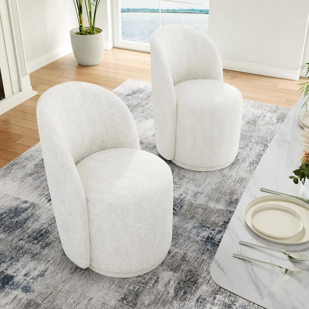 

Бежевые вращающиеся обеденные стулья с обивкой, комплект из 2 штук, для гостиной, спальни или кухни