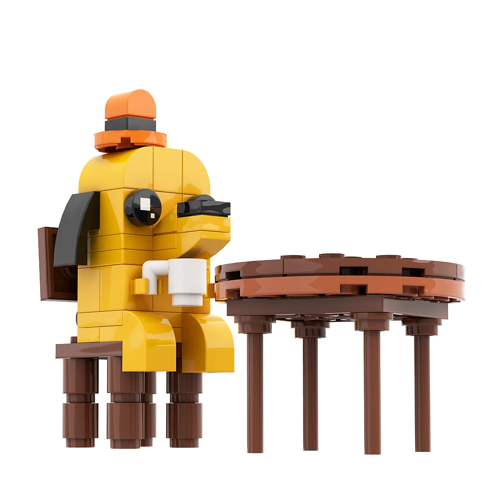 Gobricks MOC This Is Fine-Meme Vignette Blocks set Anime Cartoon Hound Dog Flame Chair Comic Animals Creativity Model Brick Gift