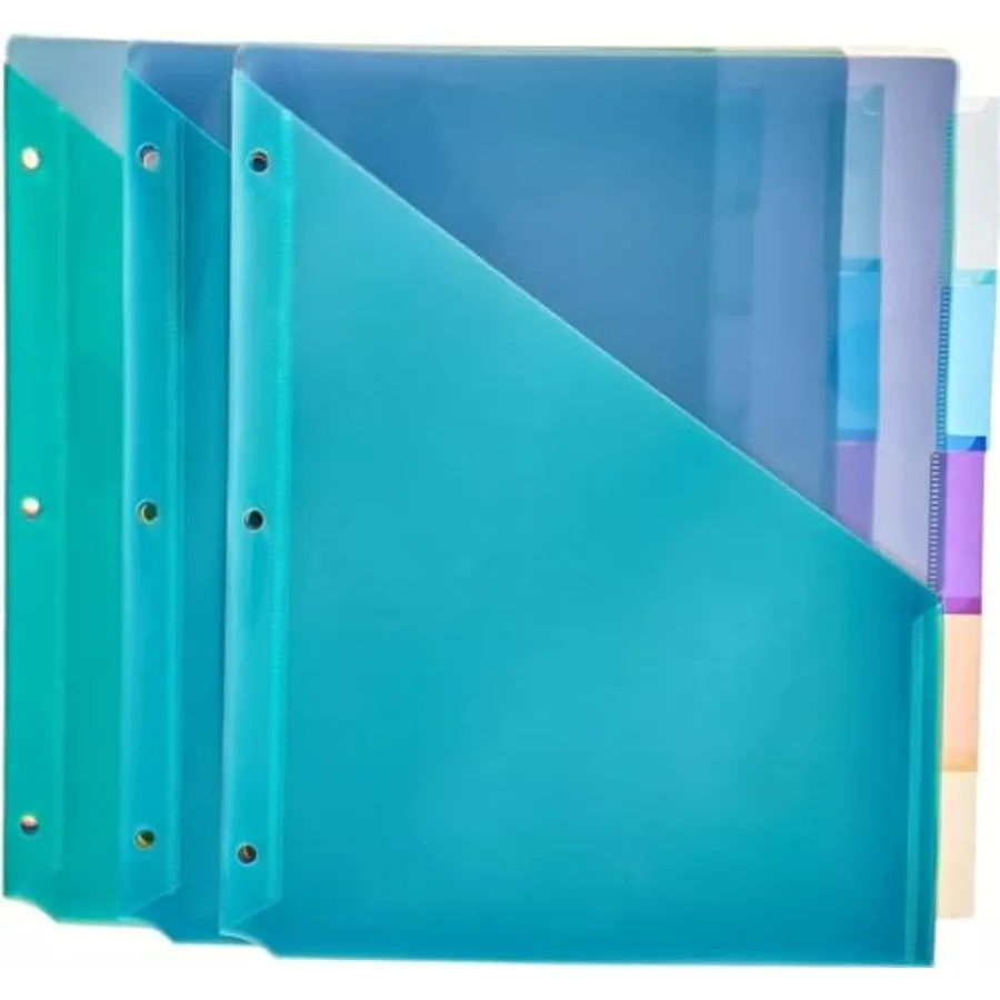 

5-Tab Dividers for 3 Ring Binder, Two Pocket, Letter Size, Assorted Colors, 1