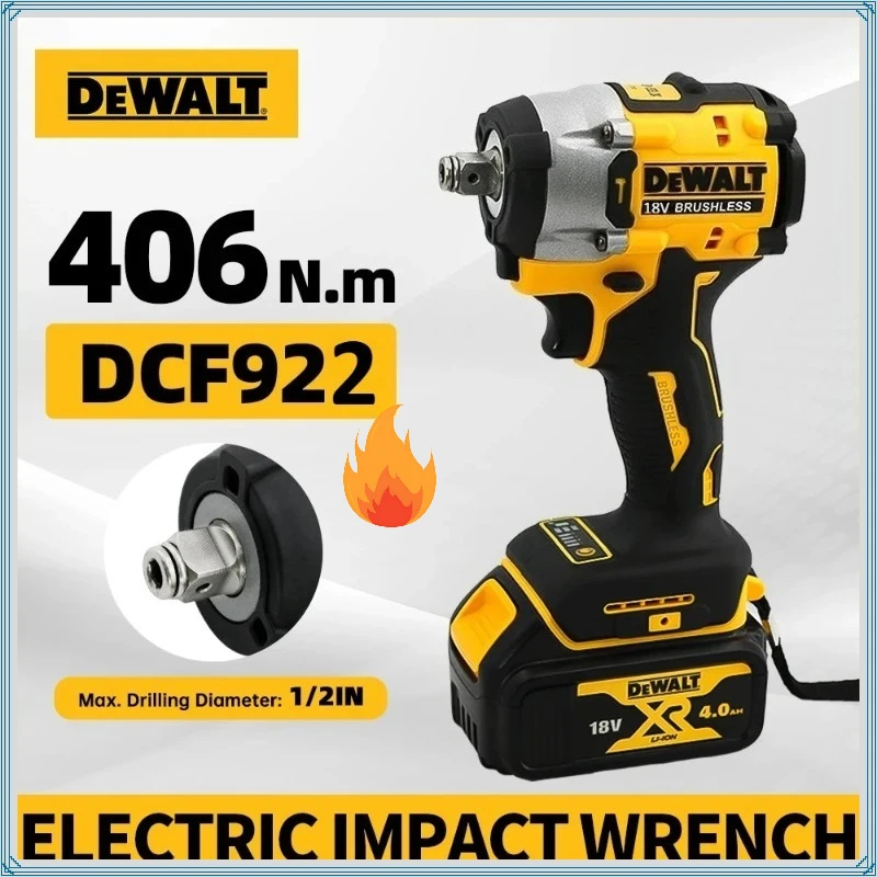 

Аккумуляторный ударный гайковерт Dewalt DCF922, 1/2 дюйма, высокий крутящий момент 406 Нм (при обратном ходе), 2500 об/мин, универсальный электроинструмент