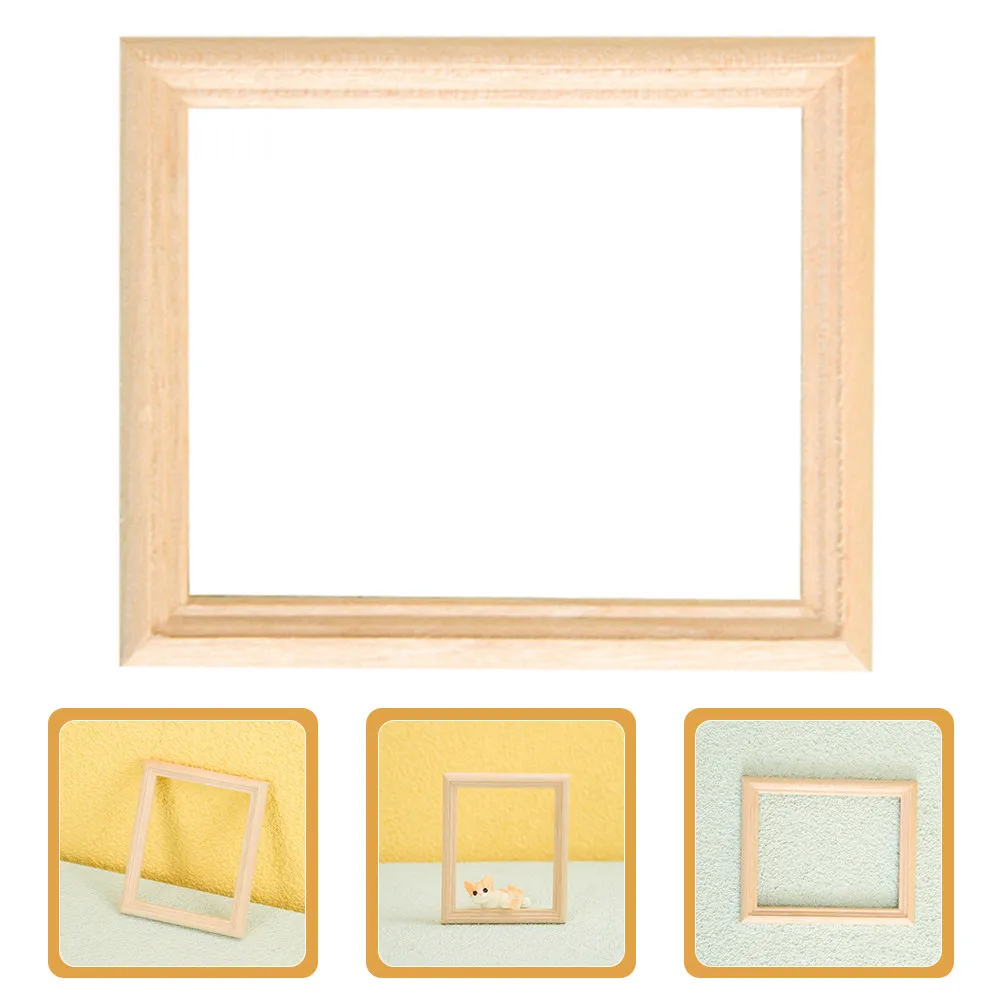

6Pcs Miniature Wooden Photo Frames Small Picture Frames Mini House Decoration Craft Supplies Set House Photo Frame