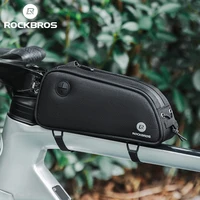 Bolsa de bicicleta ROCKBROS, bolsa de ciclismo de tubo frontal con marco portátil de 1,3 L, impermeable, para bicicleta de montaña y carretera, color negro con conector para auriculares
