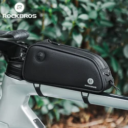 ROCKBROS Bicycle Bag 1.3L Portable Frame Front Tube Cycling Bag Waterproof MTB Road Bicycle Pannier Black With Headphone Jack