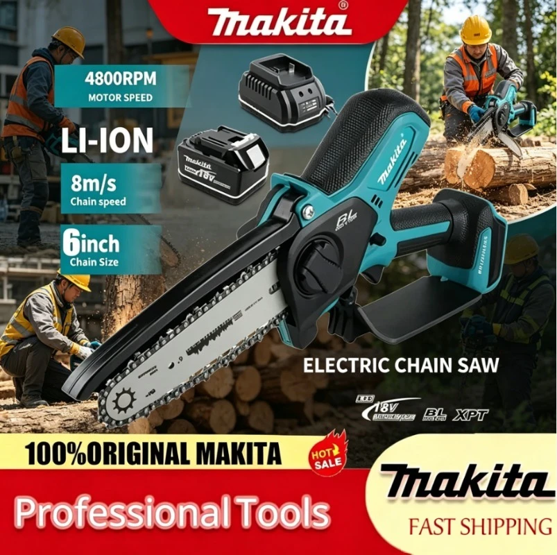 makita-electric-chain-saw-20mm-stroke80m-s-speedequipped-with-anti-flying-splash-baffle-and-automatic-chain-for-18v-battery