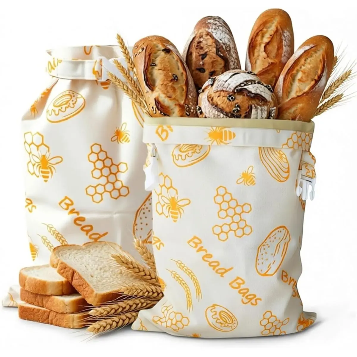 DT38 Beeswax Bread Bags for Sourdough(2 Pack), Wax Bread Bags for Homemade Bread, Beeswax Bread Bag, Keep Freshness