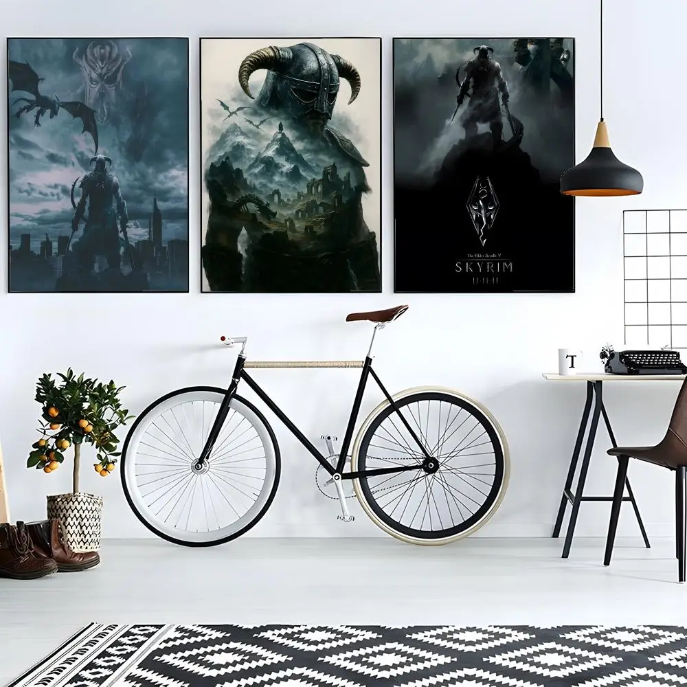 1 قطعة T-The E-Elder Scrolls V Skyrim المشارك قماش جدار الفن طباعة المشارك ديكور جدارية ديكور المنزل هدية غير المؤطرة #6