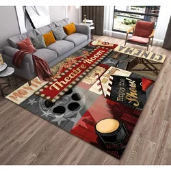 Vintage Cinema Home Movie Theater Modern Area Rugs Soft Floor Mat Non-Slip Carpets Indoor Decorative Living Room Bedroom Doormat