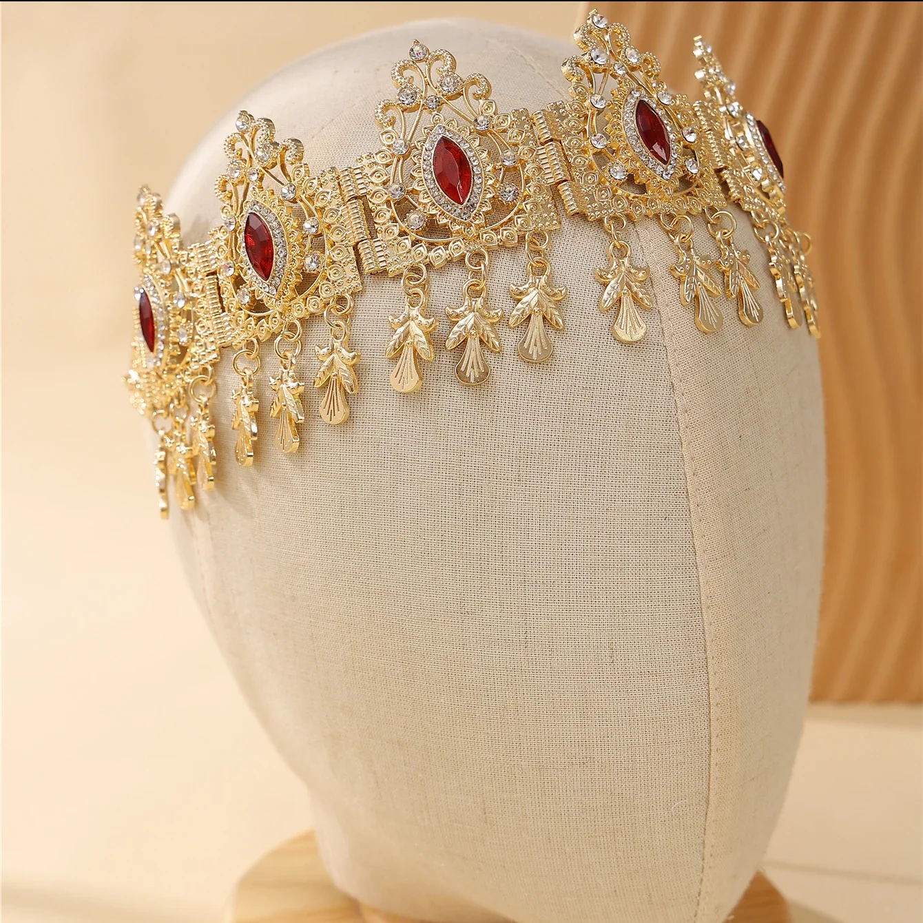 Moroccan Women's Luxury Headdress - Rhinestone-Encrusted Bridal Wedding Jewelry, Fashion Headchain & Gift