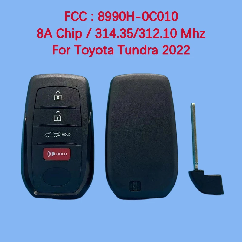 

CN007321 Aftermarket 4 Button Smart Keyless Go 8A Chip 314.35/312.10Mhz FCC 8990H-0C010 For Toyota Tundra 2022