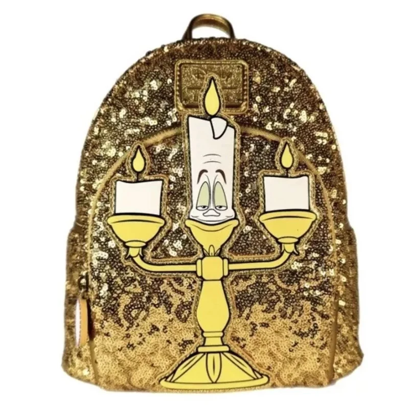 Loungefly Beauty and the Beast Princess Belle  Lumiere Sequin Gold Cosplay Mini Backpack NEW