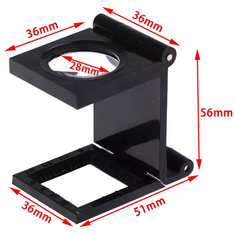 10X 28mm Folding Magnifier Stand Loupe with Scale for Textile Optical Glass Tool