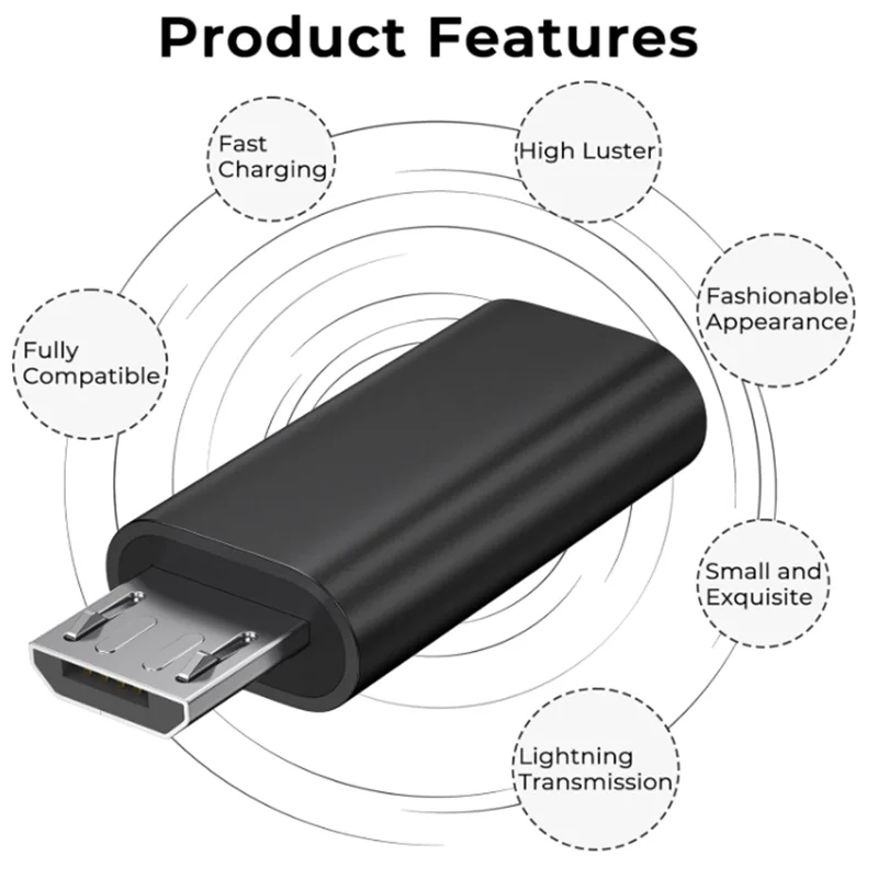 Micro USB to USB C Adapter, Data Transfer Adapter, for Galaxy S7/S7 Edge/S6/J7, LG G4, and More Devices (Black)