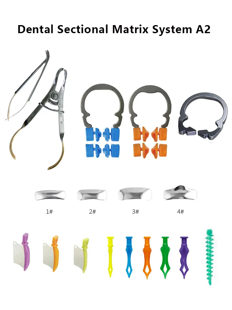 Dentales Sektionalmatrizensystem A2 Metallmatrizen NITI Klemm- und Trennring Keilmesser Diamantkeile Zangen Zahnmedizinisches Werkzeug – Detail 1