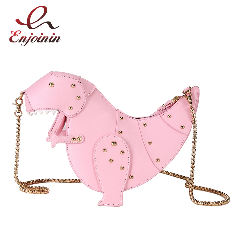 Dinosaur Design Rivets Women\'s Purses and Handbags Shoulder Chain Bag Designer Small  Crossbody Bag Female Clutch Bag Pu Leather