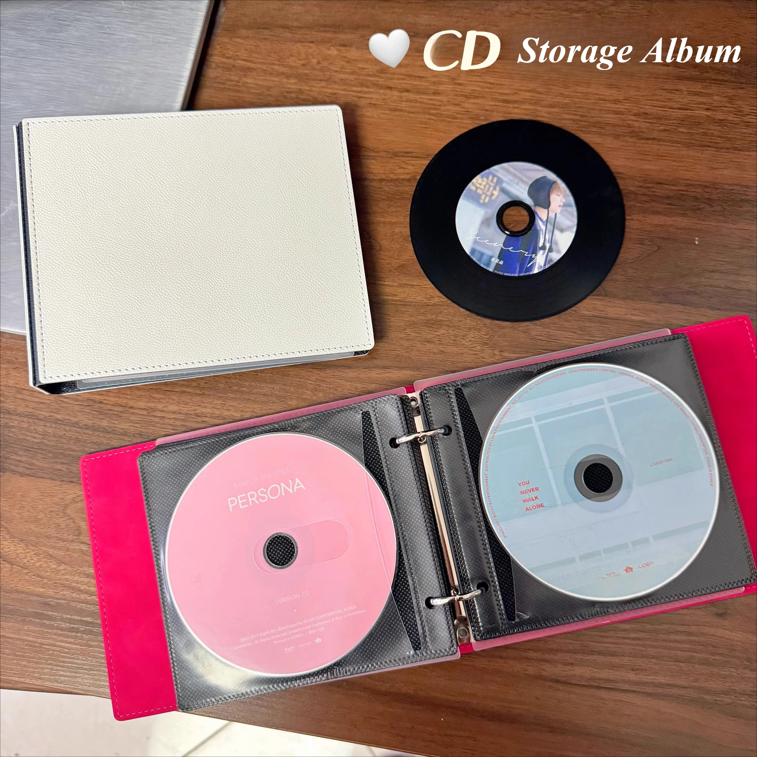 PU Leather CD Storage Album Vintage PU Leather Case Holder for DVD Music Collection/Photo Cards, Portable with Anti-Dust Design