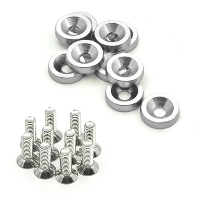 10Pcs M6 Car Modified Hex Fasteners Washer Bumper Engine Concave Screws Washer License Plate Bolts Aluminum Auto Parts