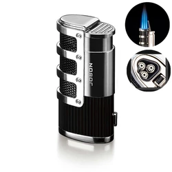 JOBON Metal Windproof Lighter Triple Torch  Jet Turbo Blue Flame Butane Gas Lighter Powerful Cigar Pipe Men's Cigarette Lighter