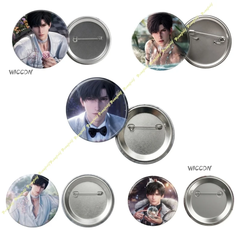 Anime Games Love and Deepspace Zayne Round Metal Badge Anime Character Pin Brooch Collectible Game Peripheral Gift For Fans
